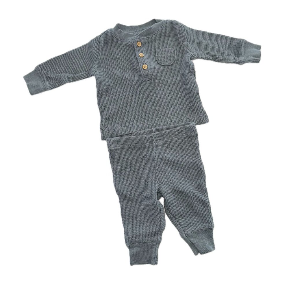 Little Planet 100% organic cotton Sage Henley Waffle Set, 3 Months